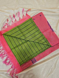Chinnalampattu Saree - Green with Pink
