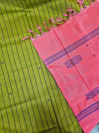 Chinnalampattu Saree - Green with Pink