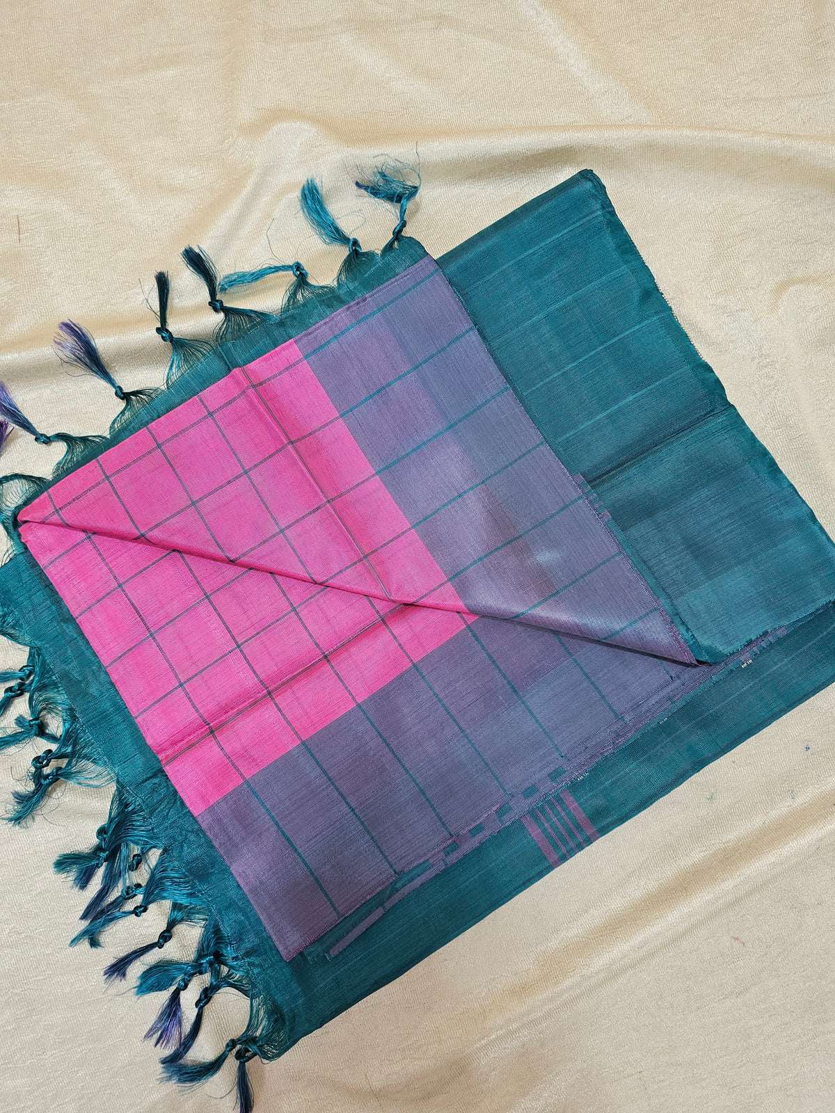 Chinnalampattu Saree - Pink with Sea Green