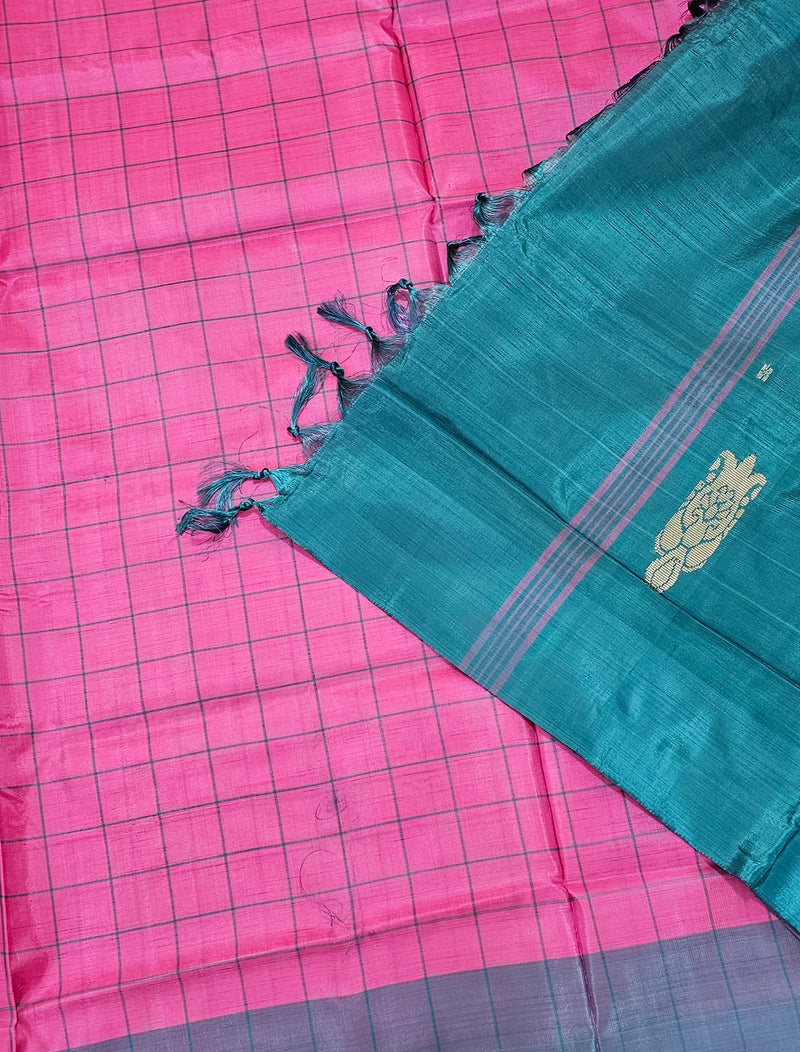 Chinnalampattu Saree - Pink with Sea Green