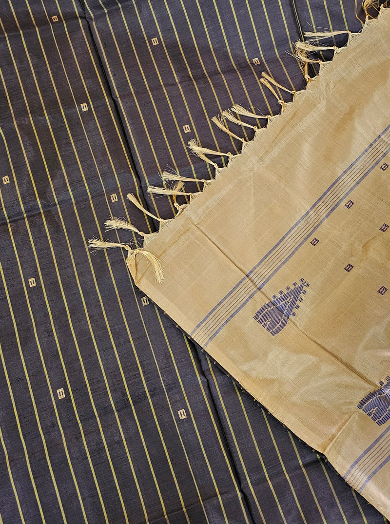 Chinnalampattu Saree - Brown with Beige