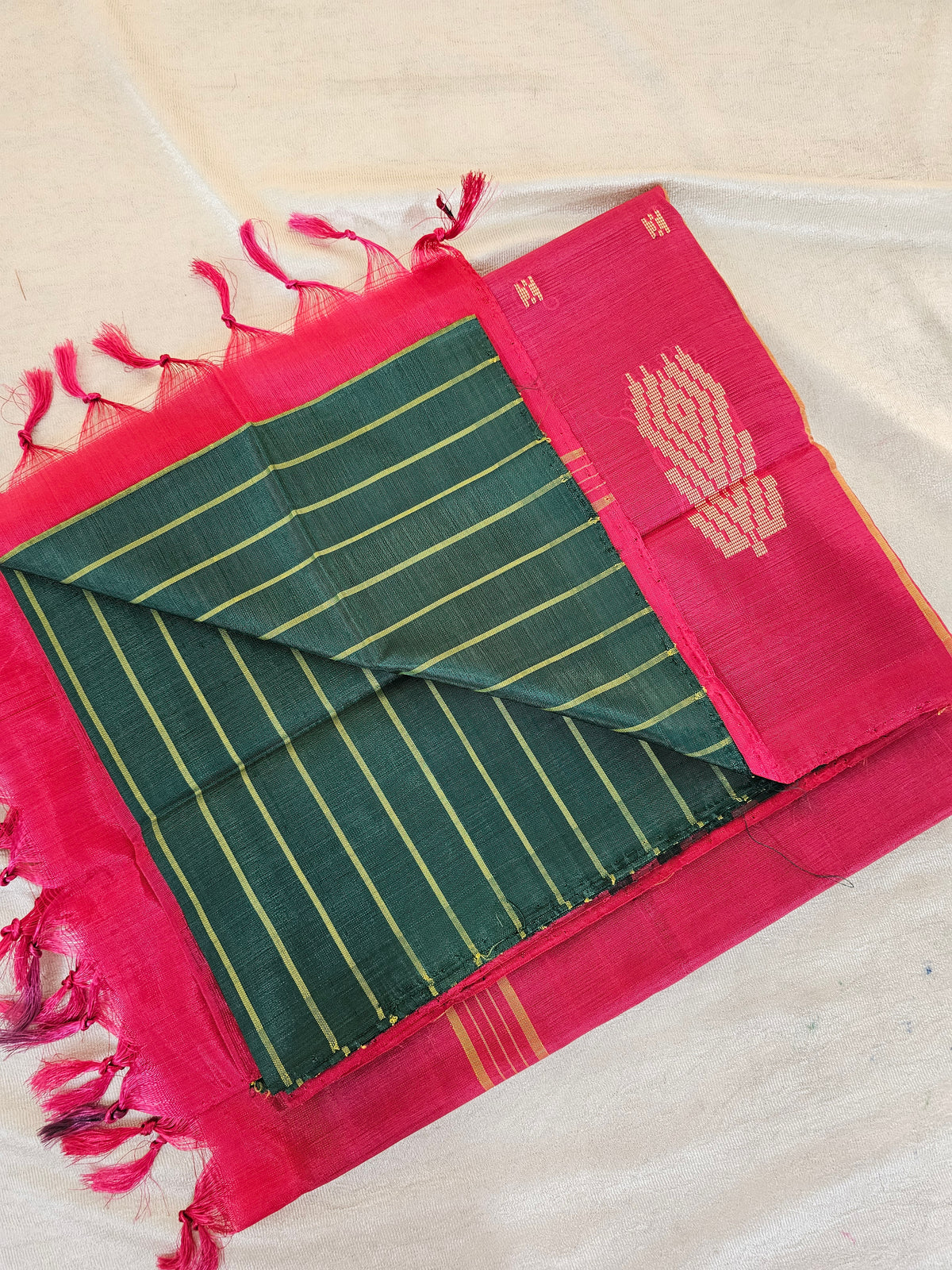 Chinnalampattu Saree - Green with Pink