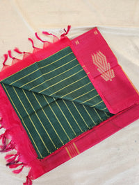 Chinnalampattu Saree - Green with Pink