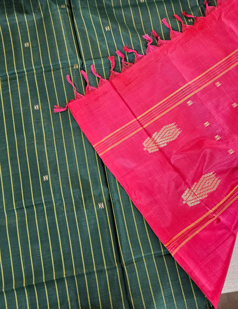 Chinnalampattu Saree - Green with Pink