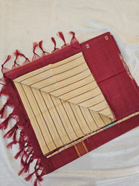 Chinnalampattu Saree - Cream with Maroon