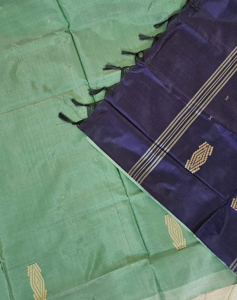 Chinnalampattu Saree - Sea Green with Blue
