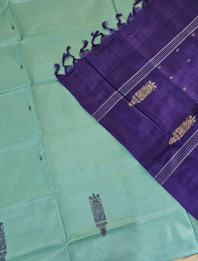 Chinnalampattu Saree - Sea Green with Violet