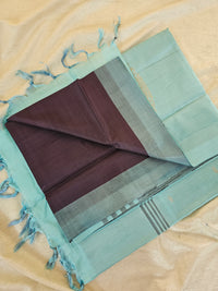Chinnalampattu Saree - Brown with Pastel Blue