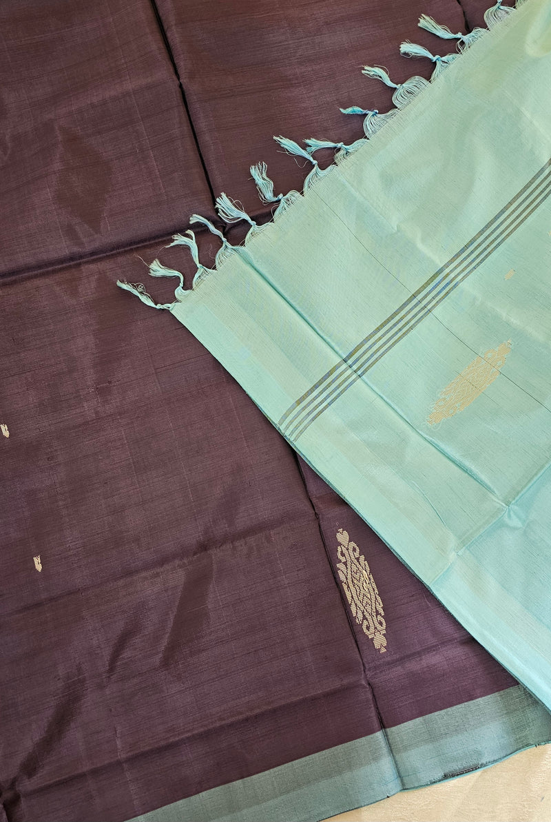 Chinnalampattu Saree - Brown with Pastel Blue