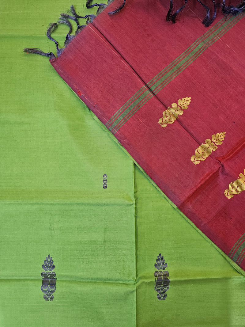 Chinnalampattu Saree - Green with Maroon