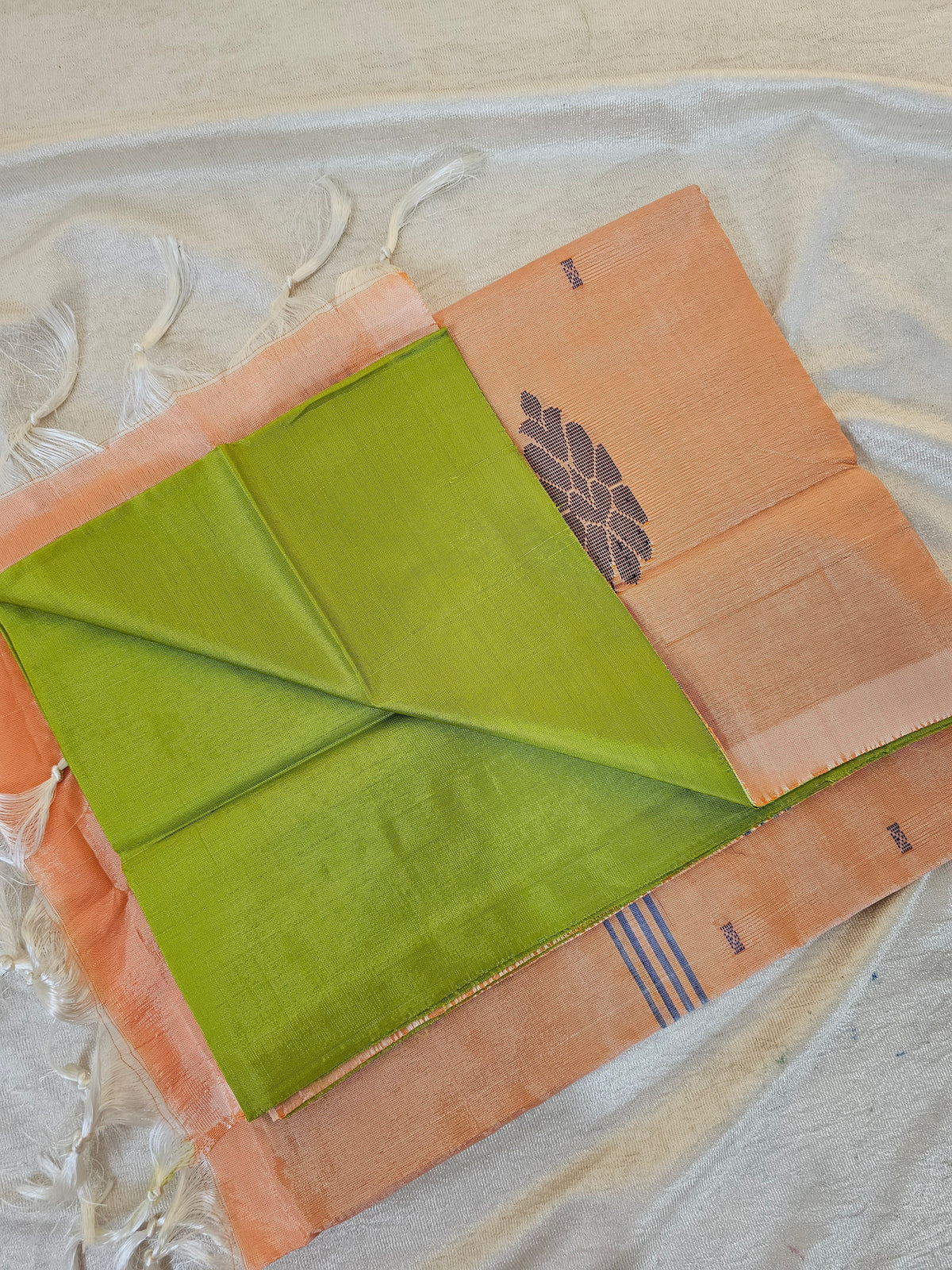 Chinnalampattu Saree - Green with Peach