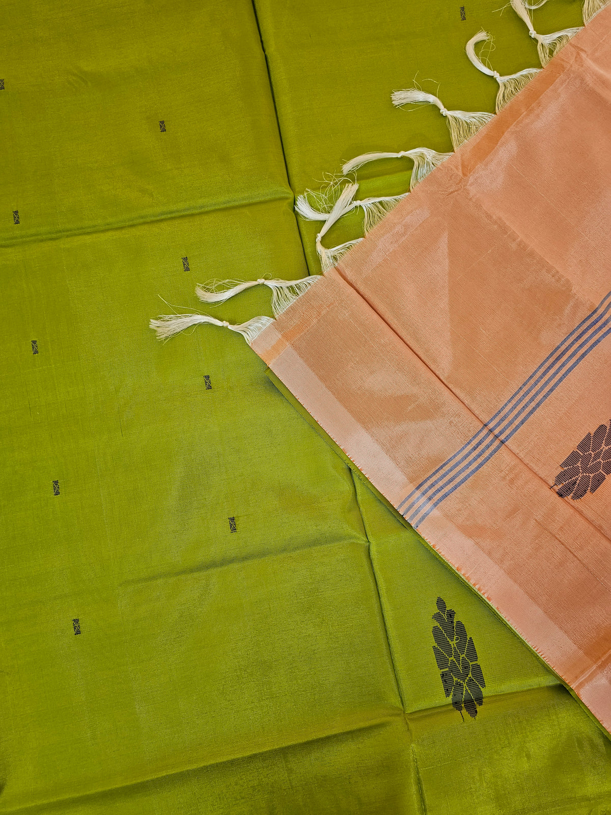 Chinnalampattu Saree - Green with Peach