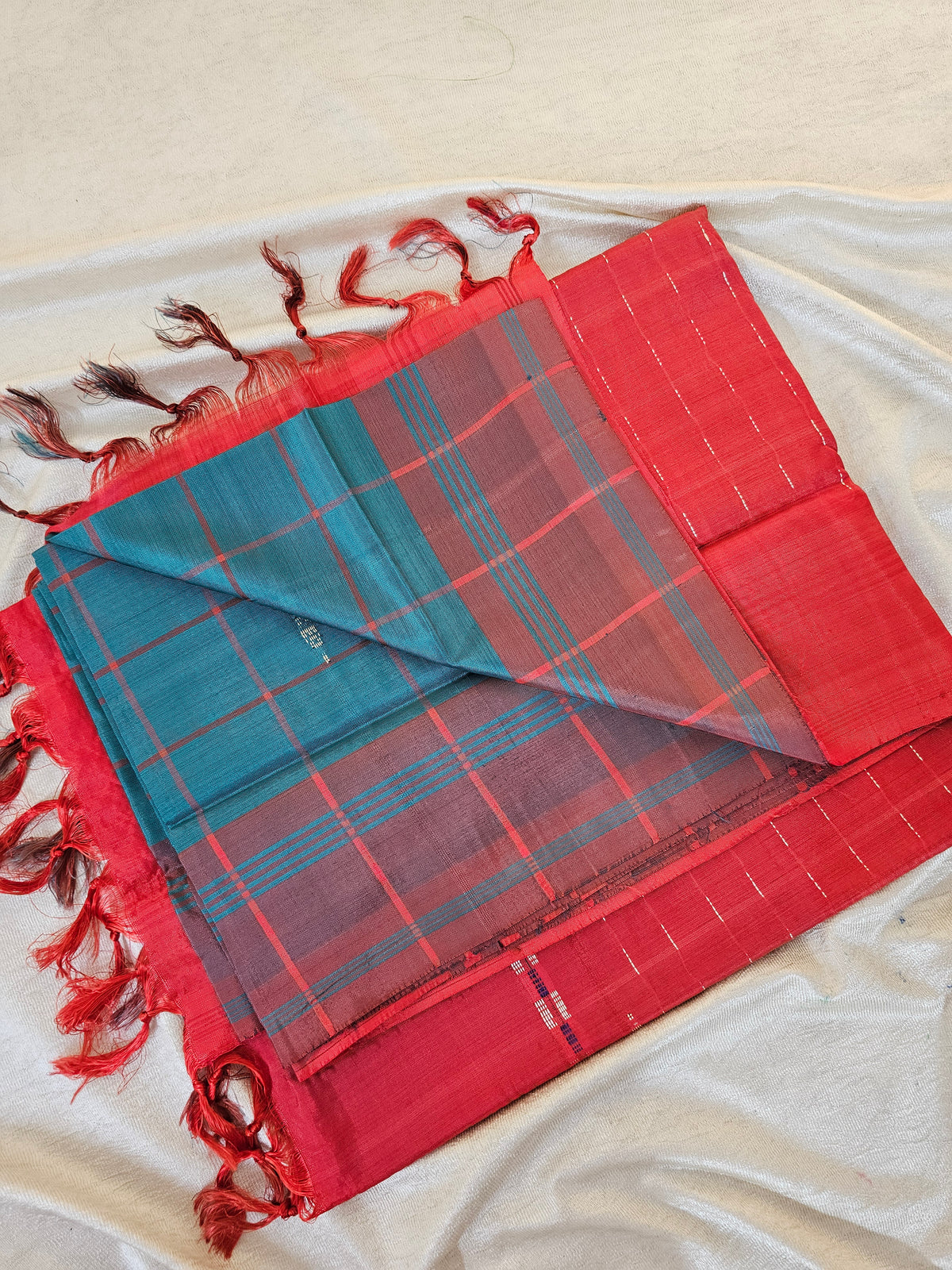 Chinnalampattu Saree - Peacock Green with Red