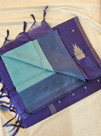 Chinnalampattu Saree - Dark Sea Green with Violet