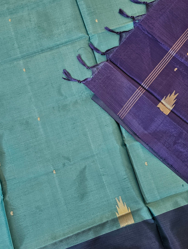 Chinnalampattu Saree - Dark Sea Green with Violet