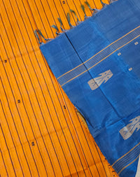 Chinnalampattu Saree - Orange with Blue