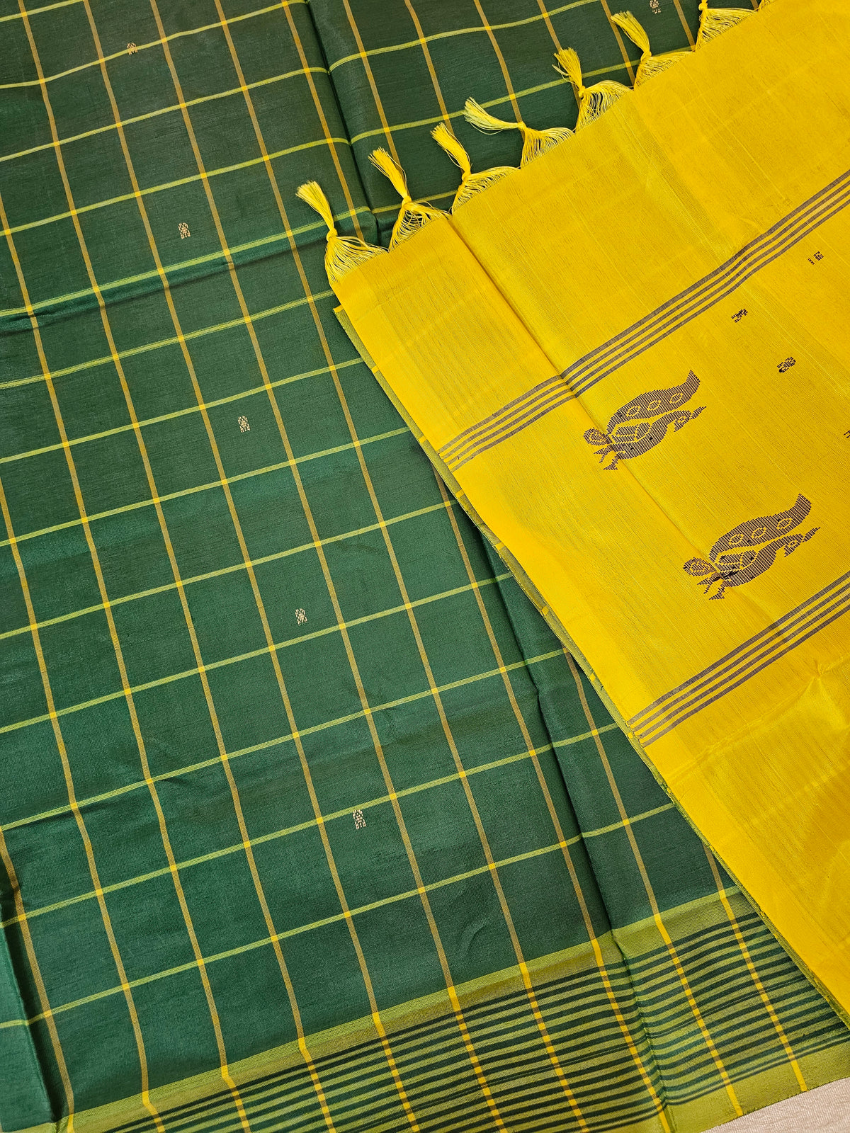 Chinnalampattu Saree - Green with Yellow