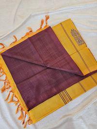 Chinnalampattu Saree - Maroon with Mango Yellow