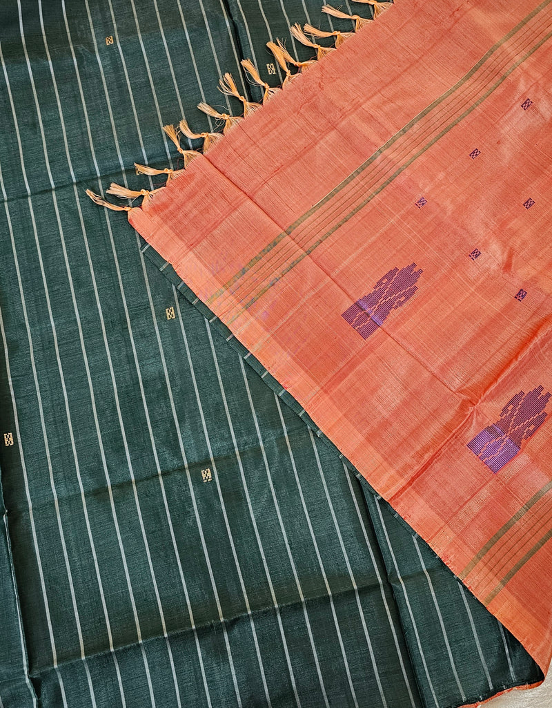 Chinnalampattu Saree - Green with Peach