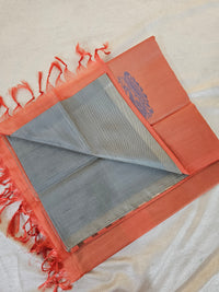 Chinnalampattu Saree - Grey with Orange