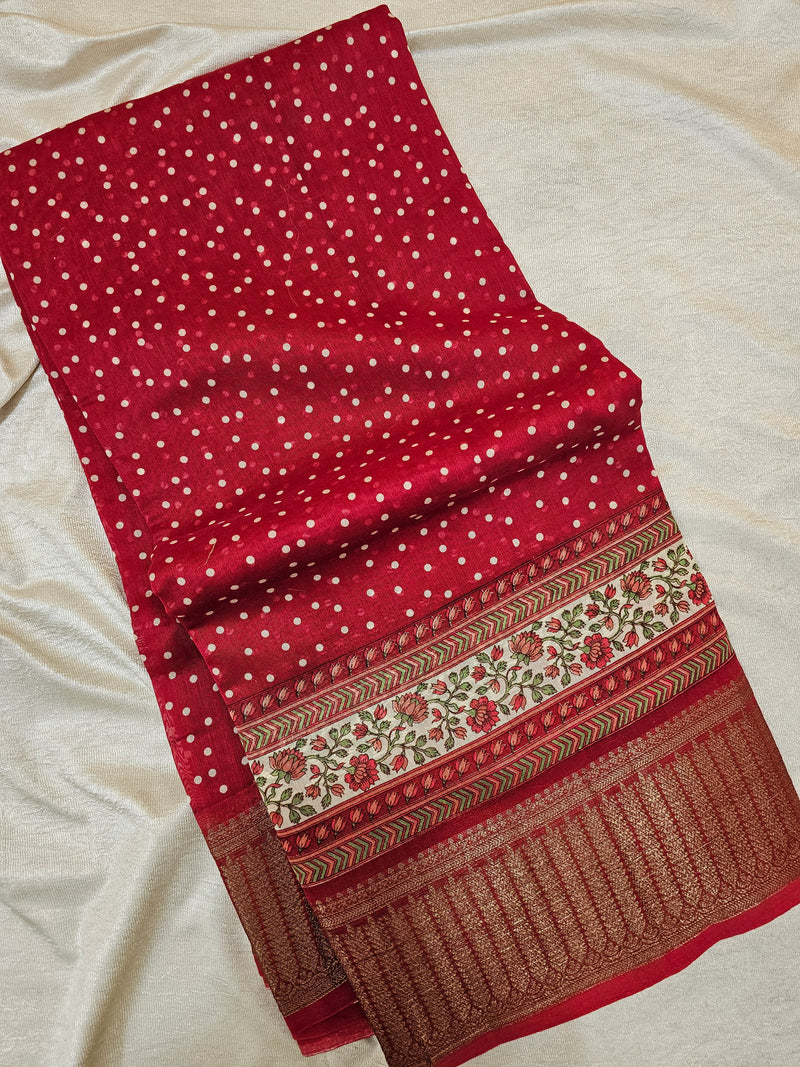 Pure Chanderi Butter Silk - Red