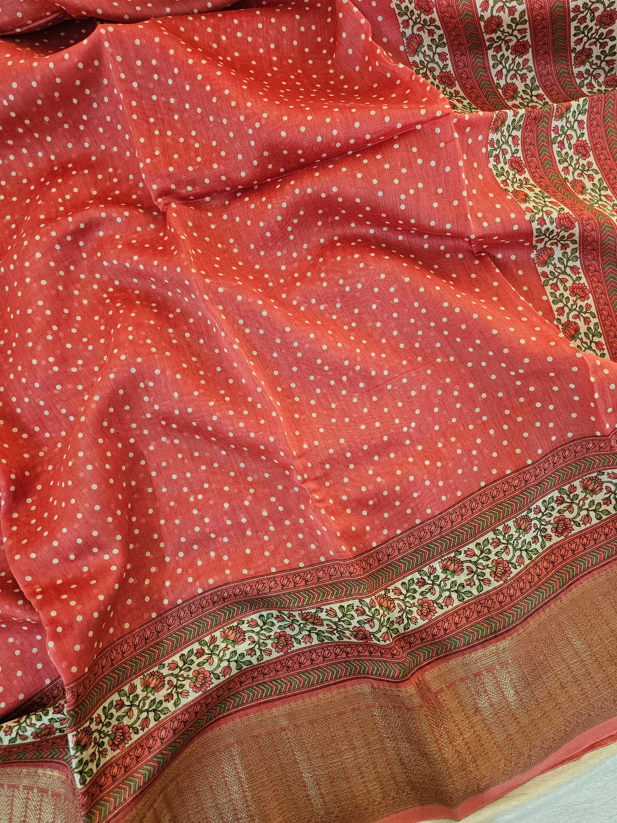 Pure Chanderi Butter Silk - Peach