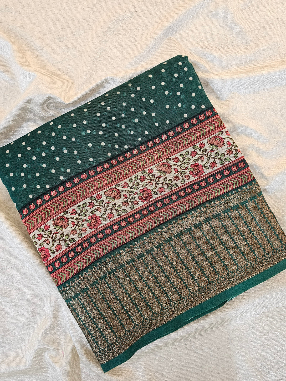 Pure Chanderi Butter Silk - Bottle Green