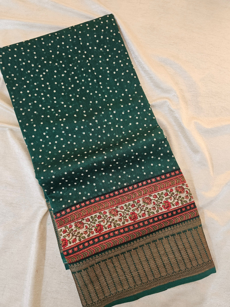 Pure Chanderi Butter Silk - Bottle Green