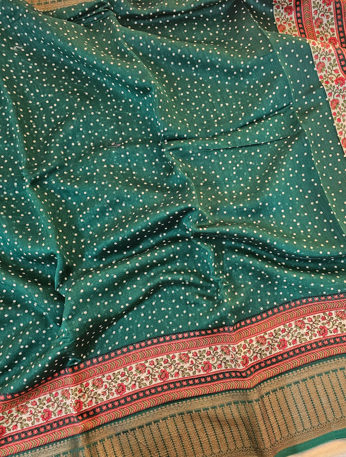 Pure Chanderi Butter Silk - Bottle Green