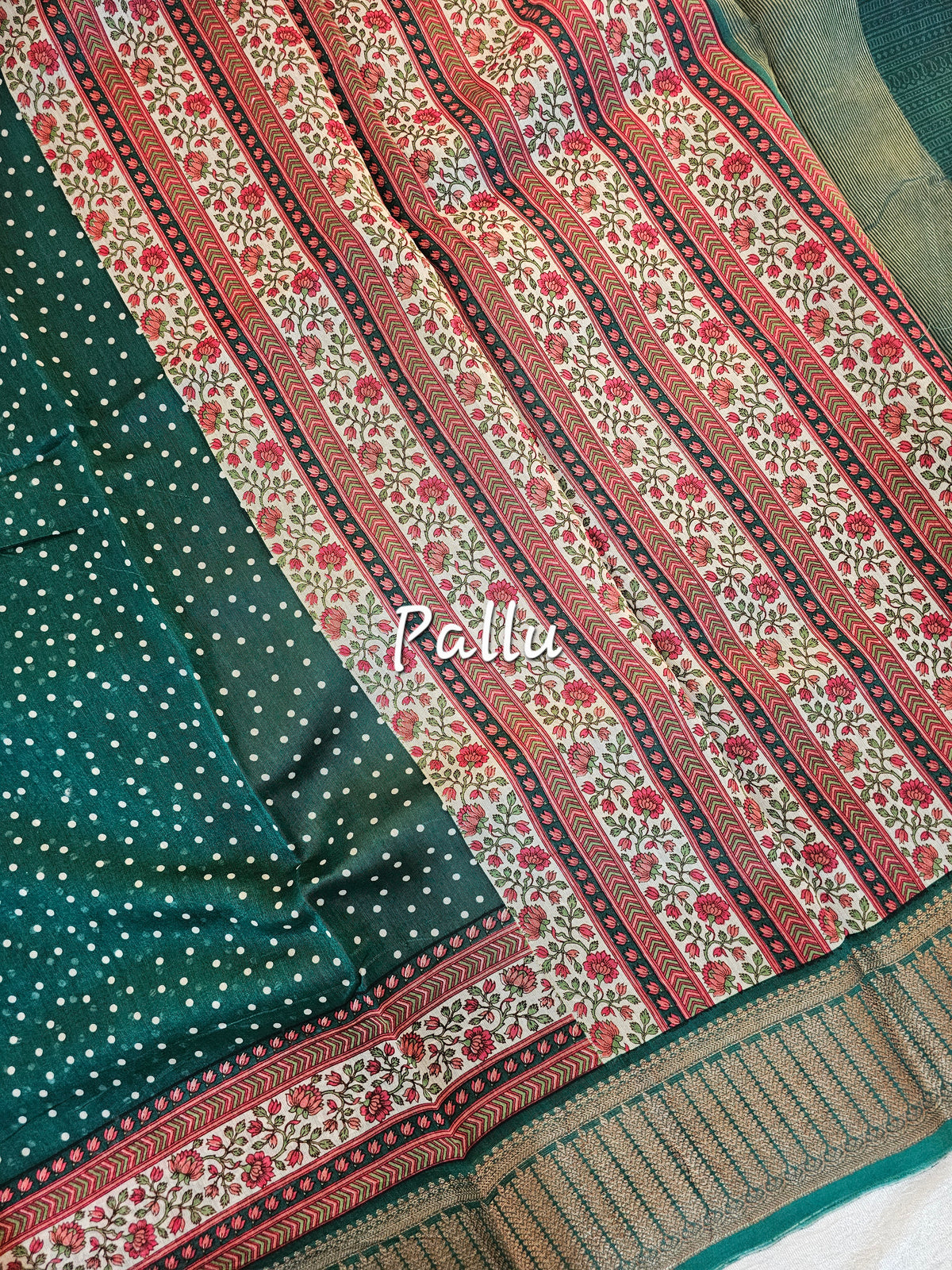 Pure Chanderi Butter Silk - Bottle Green