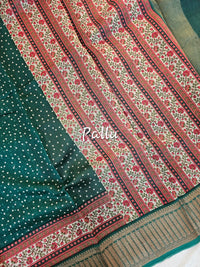 Pure Chanderi Butter Silk - Bottle Green