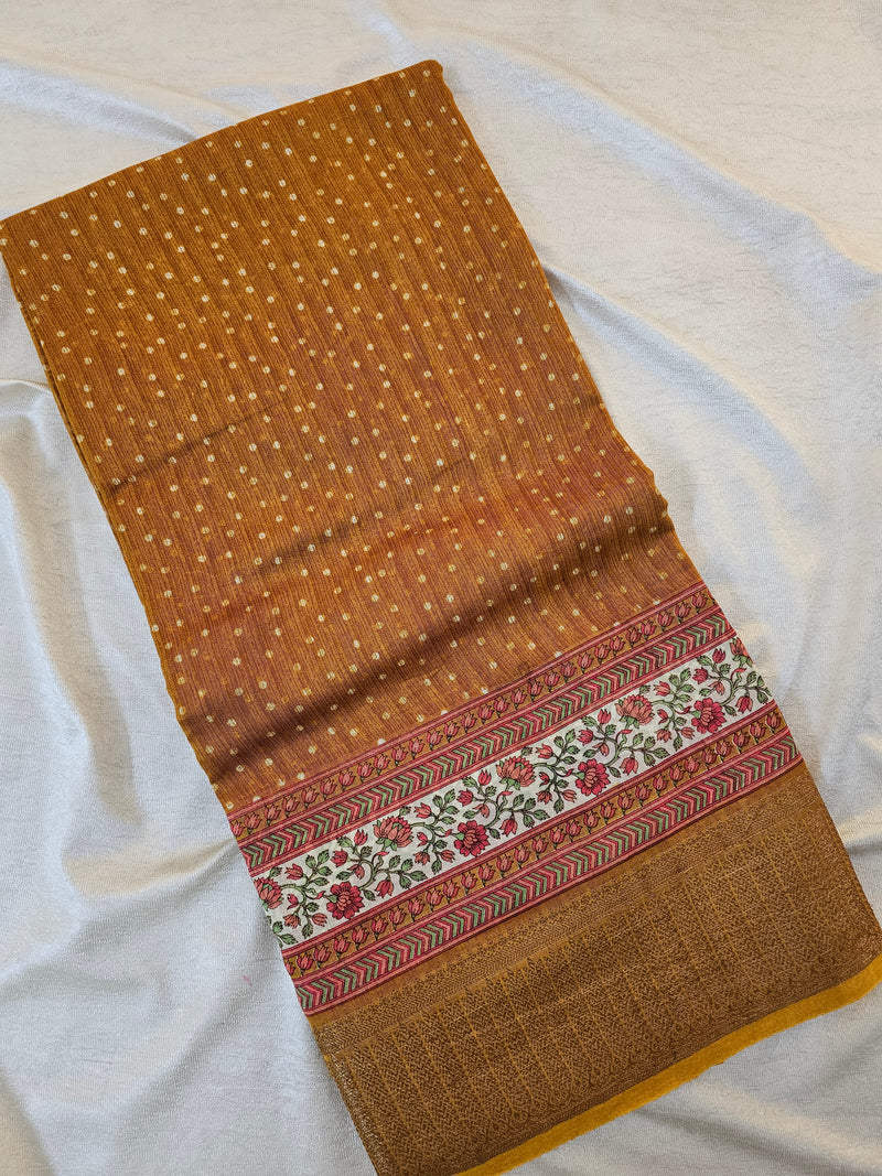 Pure Chanderi Butter Silk - Mustard Yellow