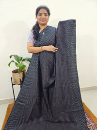 Semi Raw Silk Saree - Black with Red