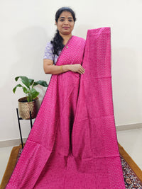 Semi Raw Silk Saree - Pink with Blue