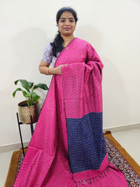 Semi Raw Silk Saree - Pink with Blue