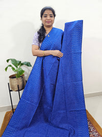 Semi Raw Silk Saree - Royal Blue with Pink
