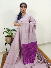 Semi Raw Silk Saree - Onion Pink with Magenta Pink