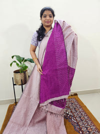 Semi Raw Silk Saree - Onion Pink with Magenta Pink