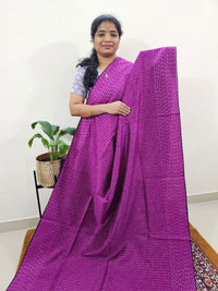 Semi Raw Silk Saree - Magenta Pink with Blue