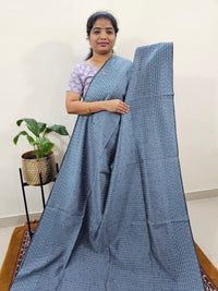 Semi Raw Silk Saree - Grey with Pink