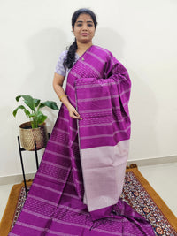 Semi Raw Silk Saree - Magenta Pink with Onion Pink