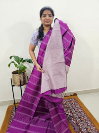 Semi Raw Silk Saree - Magenta Pink with Onion Pink
