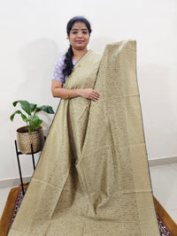 Semi Raw Silk Saree - Beige with Black