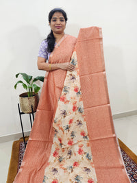 Soft Semi Tussar Zari Weaving  Border - Brown