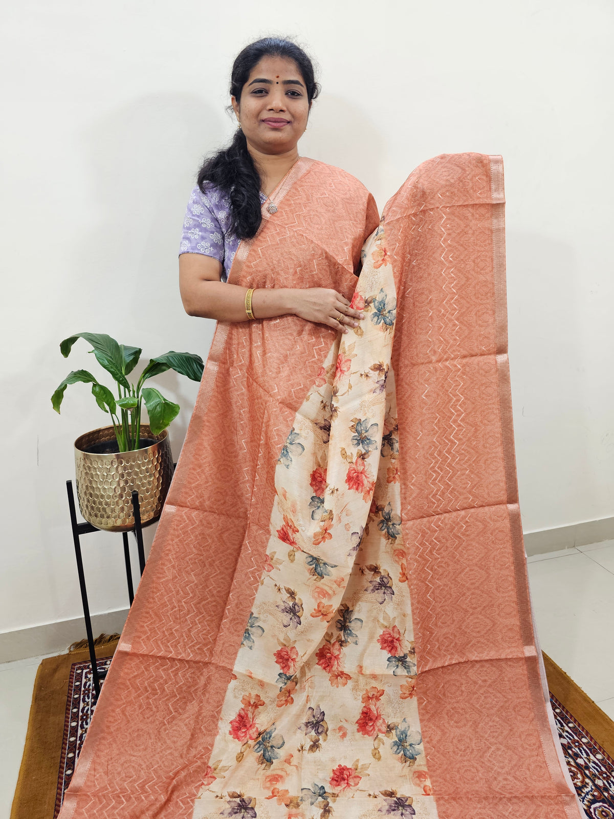 Soft Semi Tussar Zari Weaving  Border - Brown