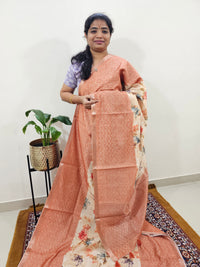 Soft Semi Tussar Zari Weaving  Border - Brown