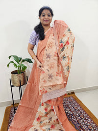 Soft Semi Tussar Zari Weaving  Border - Brown