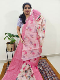 Soft Semi Tussar Zari Weaving  Border - Pink
