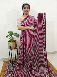 Modal Silk Saree Hand Block Prints - Maroon with Red