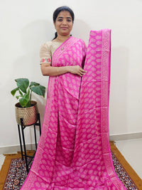 Modal Silk Saree Hand Block Prints - Pink